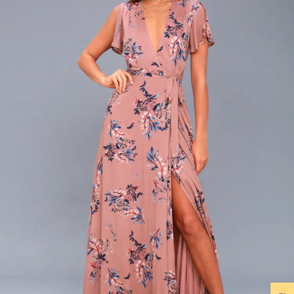 Fiorire Rusty Rose Floral Print Wrap Maxi Dress